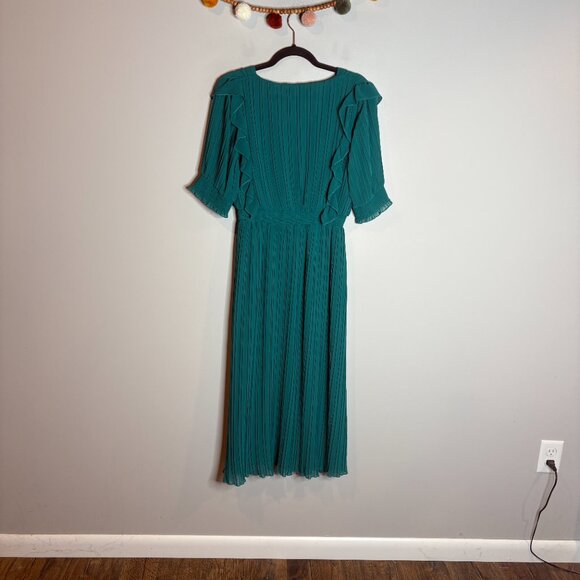 Zara teal ruffle pleated midi dress - Picture 6 of 6